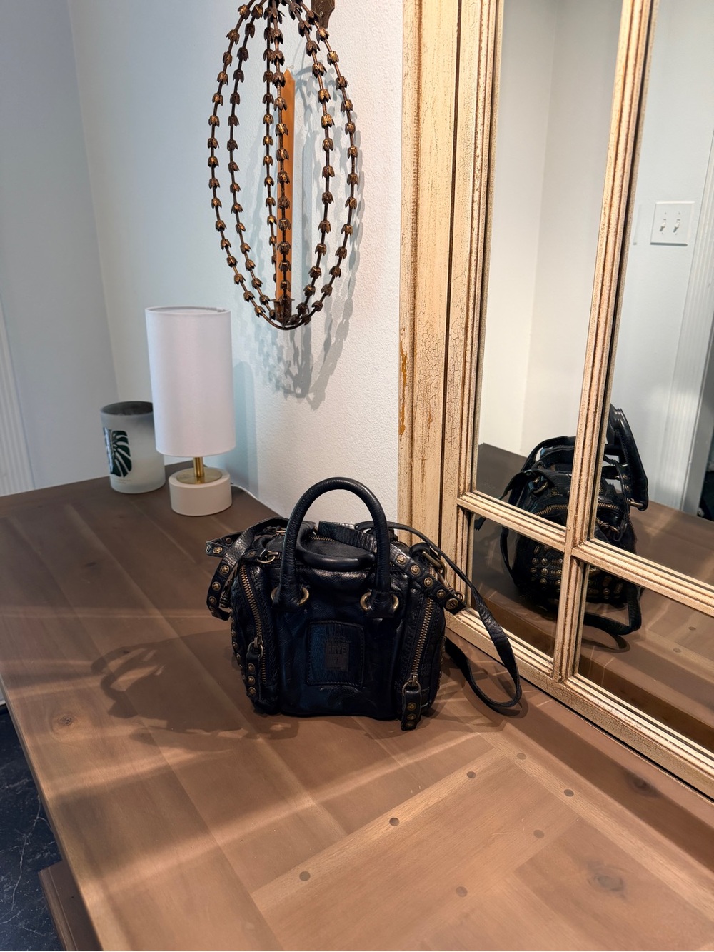 FRYE AND CO. Black Leather Studded Satchel - Picture 2 of 5